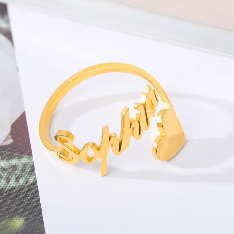 Gepersonaliseerde Hart Design Ringen Voor Dames Met Naam - CustomLove.nl