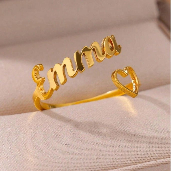 Gepersonaliseerde Hart Design Ringen Voor Dames Met Naam - CustomLove.nl