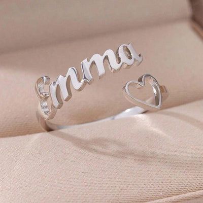 Gepersonaliseerde Hart Design Ringen Voor Dames Met Naam - CustomLove.nl