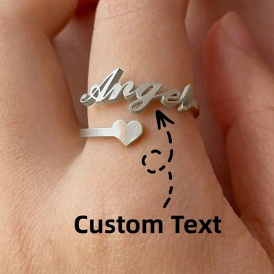 Gepersonaliseerde Hart Design Ringen Voor Dames Met Naam - CustomLove.nl