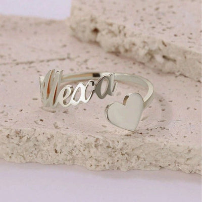 Gepersonaliseerde Hart Design Ringen Voor Dames Met Naam - CustomLove.nl