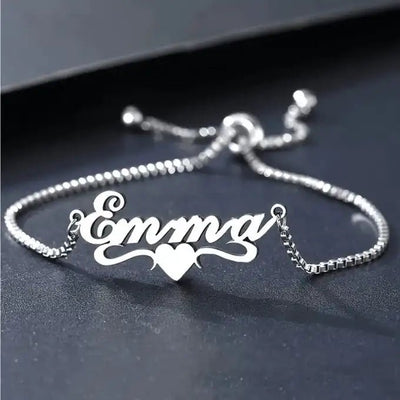 Gepersonaliseerde Hart Roestvrij Staal Ketting Armbanden met Naam voor Vrouwen - CustomLove.nl