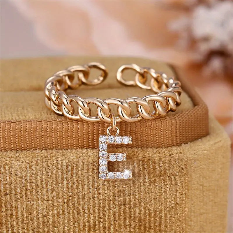 Gepersonaliseerde Ketting Ring met Letter