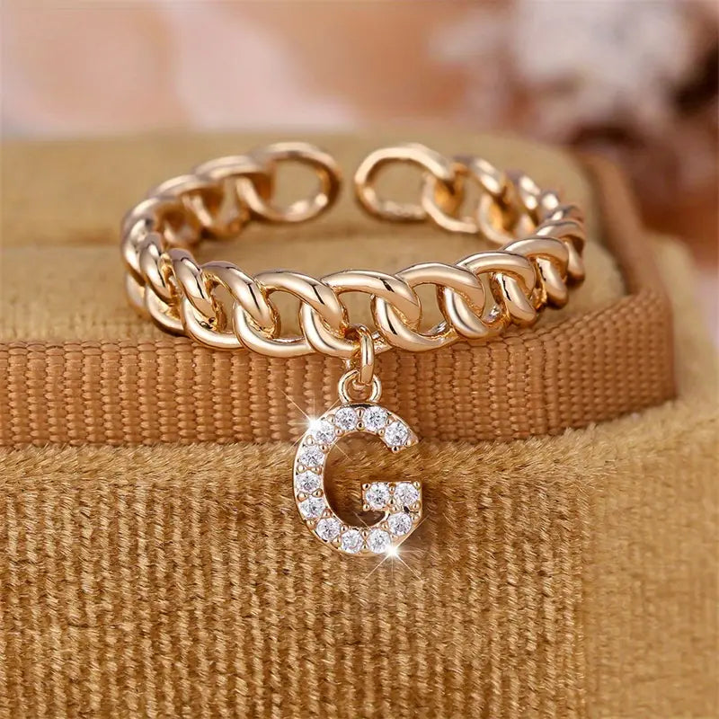 Gepersonaliseerde Ketting Ring met Letter