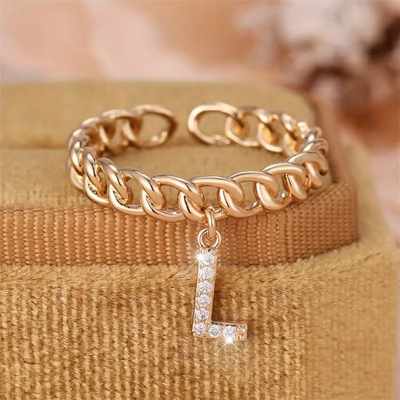 Gepersonaliseerde Ketting Ring met Letter