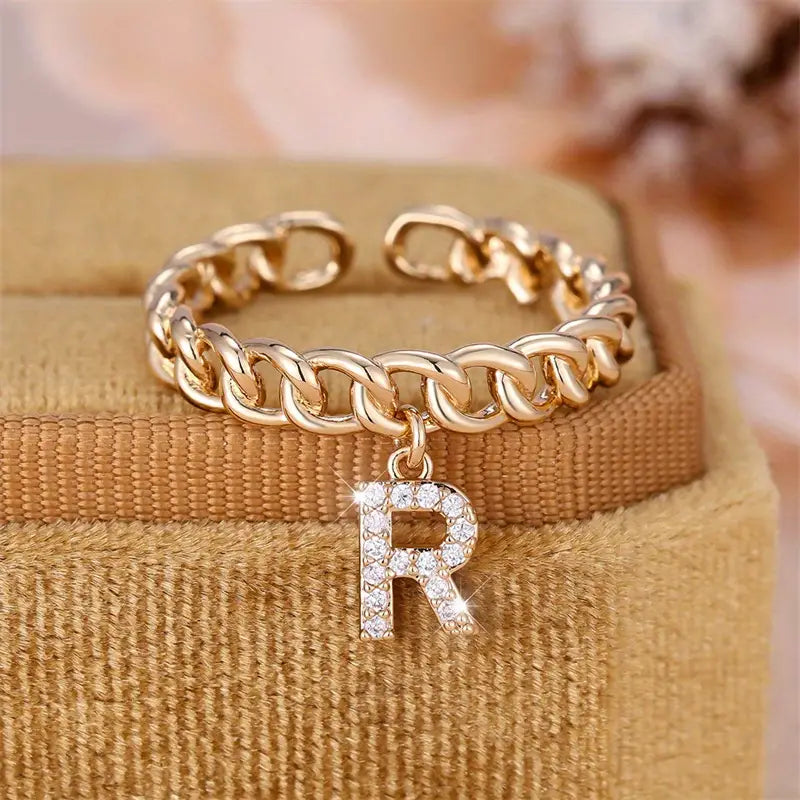 Gepersonaliseerde Ketting Ring met Letter