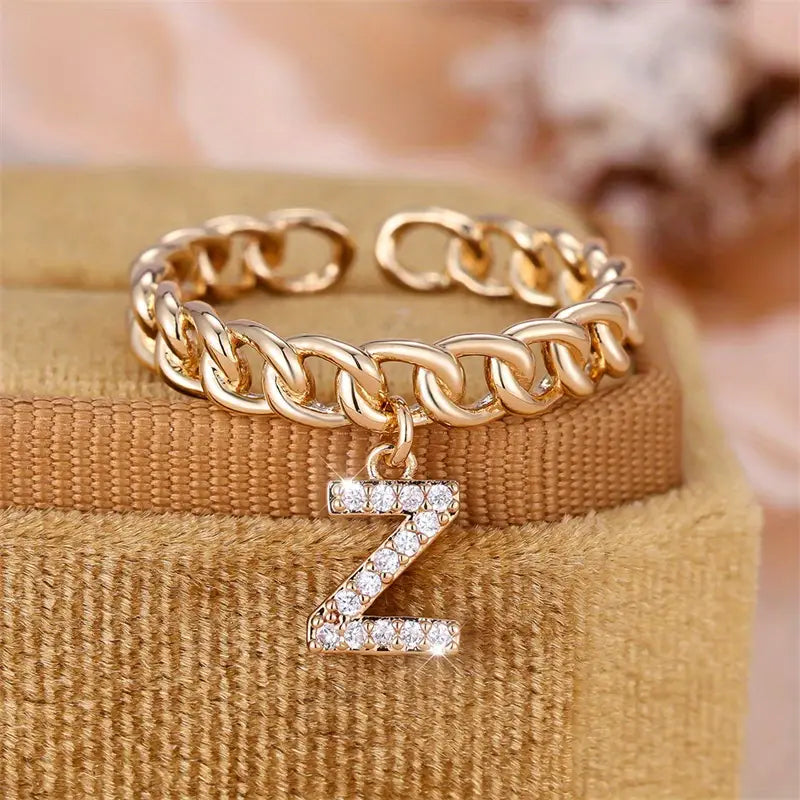 Gepersonaliseerde Ketting Ring met Letter