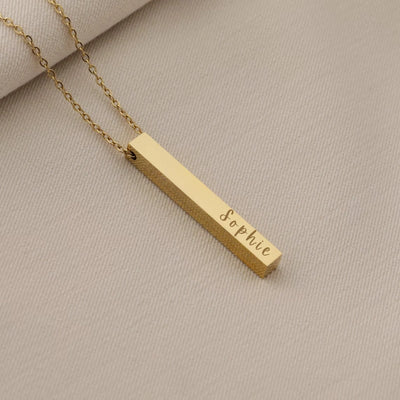 Gepersonaliseerde Lange Bar Hanger Graveren Ketting Met Namen - Cadeaus Voor Hem