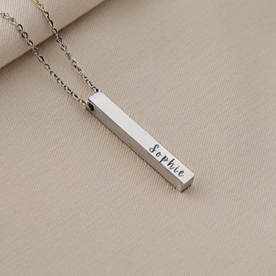 Gepersonaliseerde Lange Bar Hanger Graveren Ketting Met Namen - Cadeaus Voor Hem