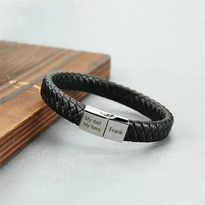 Gepersonaliseerde Mannen Gevlochten PU Armband - CustomLove.nl