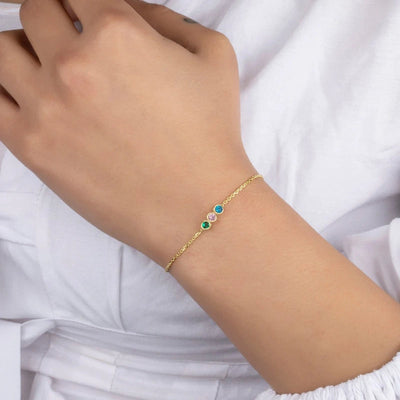 Gepersonaliseerde Roestvrij Stalen Zirkoon Armband Voor Vrouwen Met Geboortesteen