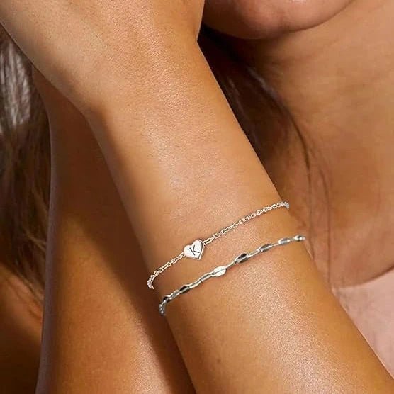 Gepersonaliseerde Roestvrijstalen Hartvormige Armband Met Initialen Voor Tieners - CustomLove.nl