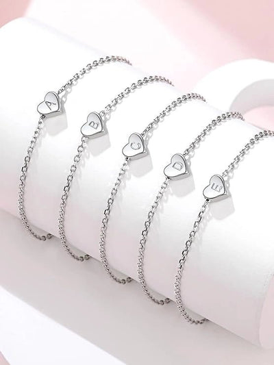 Gepersonaliseerde Roestvrijstalen Hartvormige Armband Met Initialen Voor Tieners - CustomLove.nl