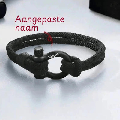 Gepersonaliseerde Zwarte Gevlochten Armband Voor Mannen