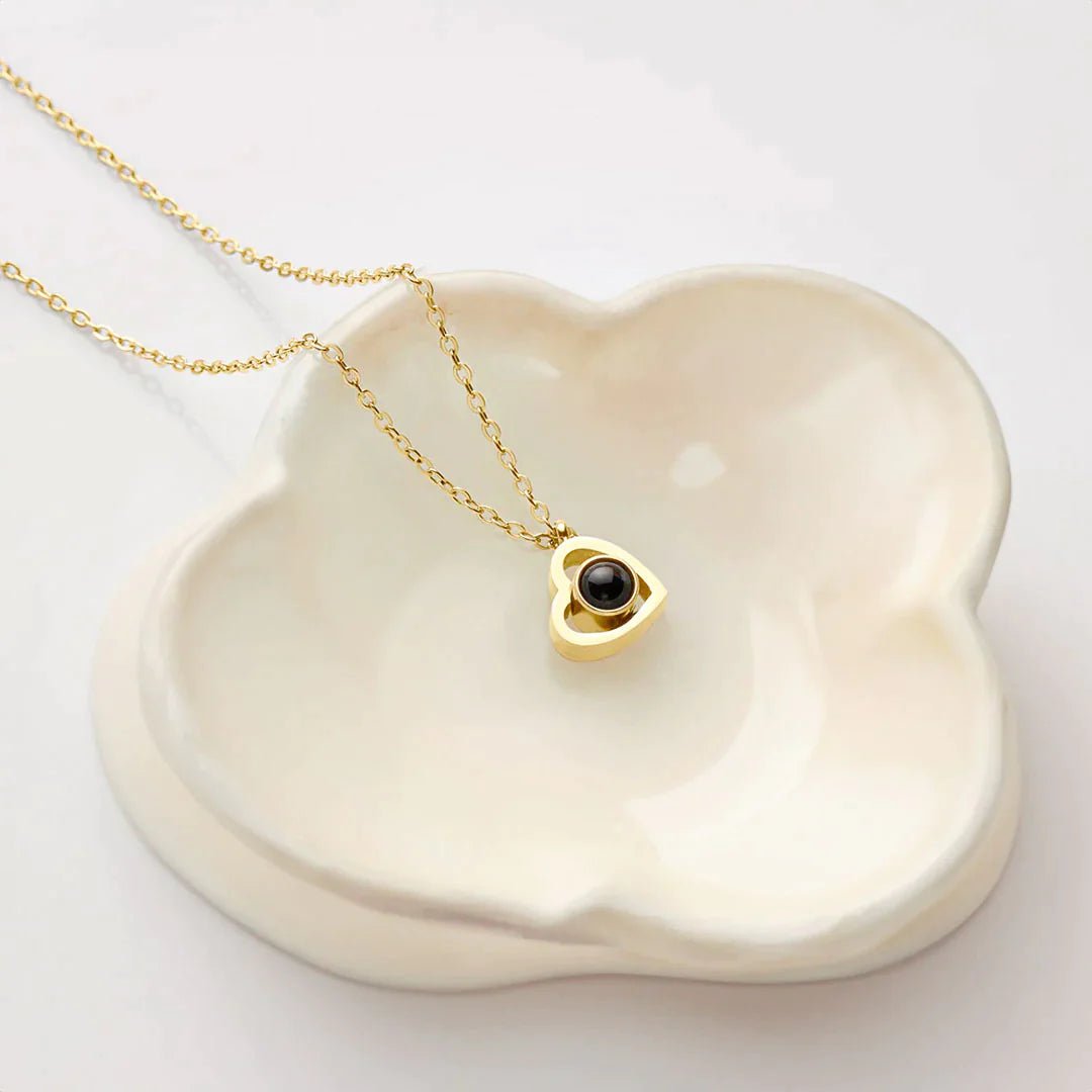 Eeuwige Rozenbox - Met Hart Fotoprojectie Ketting en Echte Roos