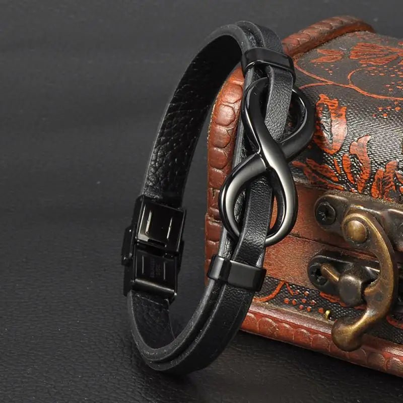 Aan Mijn Man - Ik Hou van jou; Voor Altijd - Infinity Leren Armband - CustomLove.nl