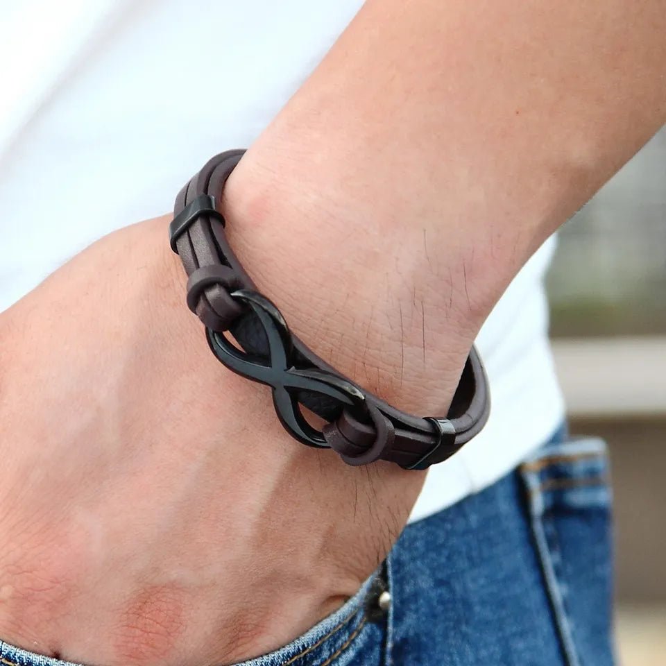 Aan Mijn Man - Ik Hou van jou; Voor Altijd - Infinity Leren Armband - CustomLove.nl