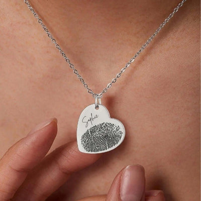 Gepersonaliseerde Vingerafdruk Ketting Met Naam - Moederdag Cadeaus