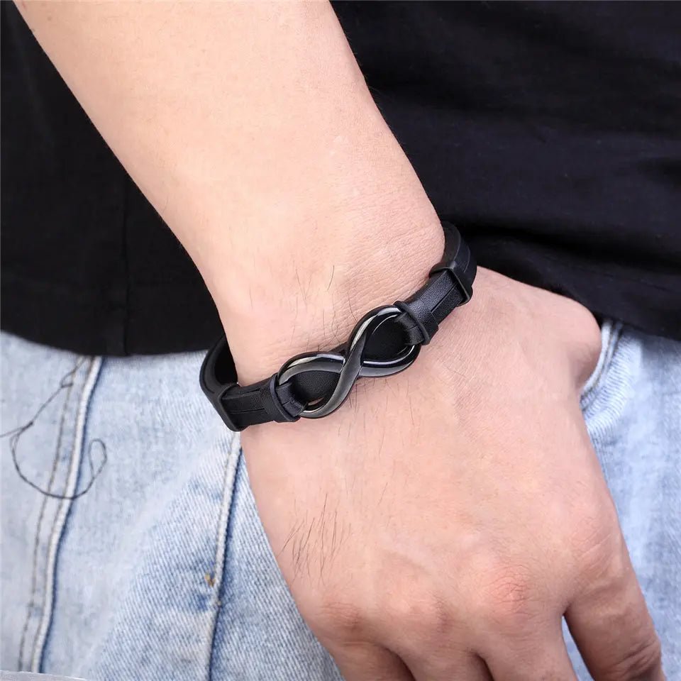 Aan Mijn Man - Ik Hou van jou; Voor Altijd - Infinity Leren Armband - CustomLove.nl