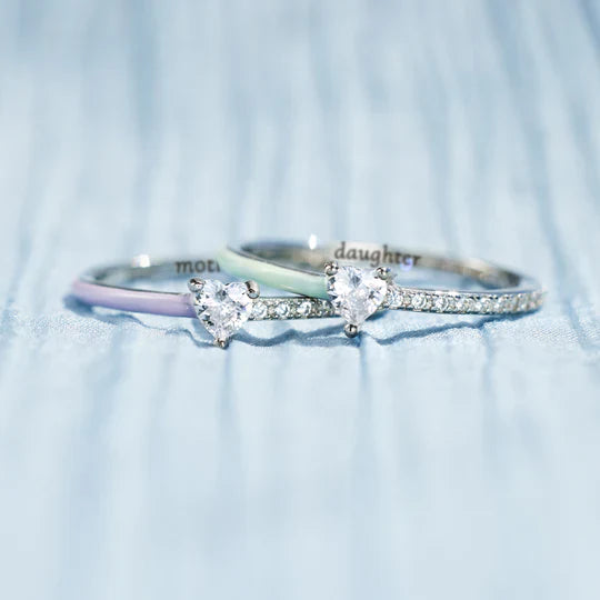 Moeder & Dochter - Voor Altijd in Mijn Hart - Bijpassende Hart Ringen