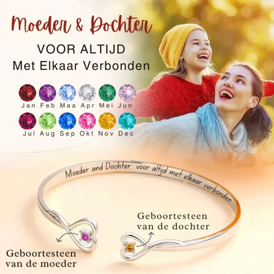 Moeder & Dochter - Voor Altijd Verbonden - Geboortesteen Armband