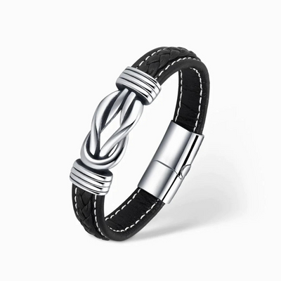 “Moeder en Zoon Voor Altijd met Elkaar Verbonden’’ Gevlochten Leren Armband