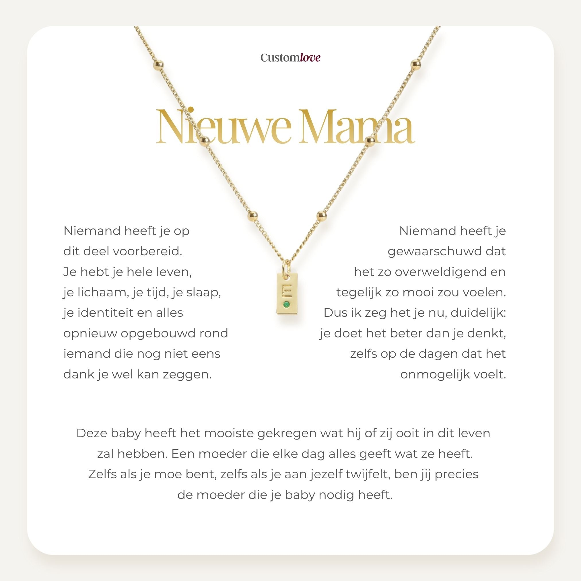 Nieuwe Mama - Tag Geboortesteen Ketting