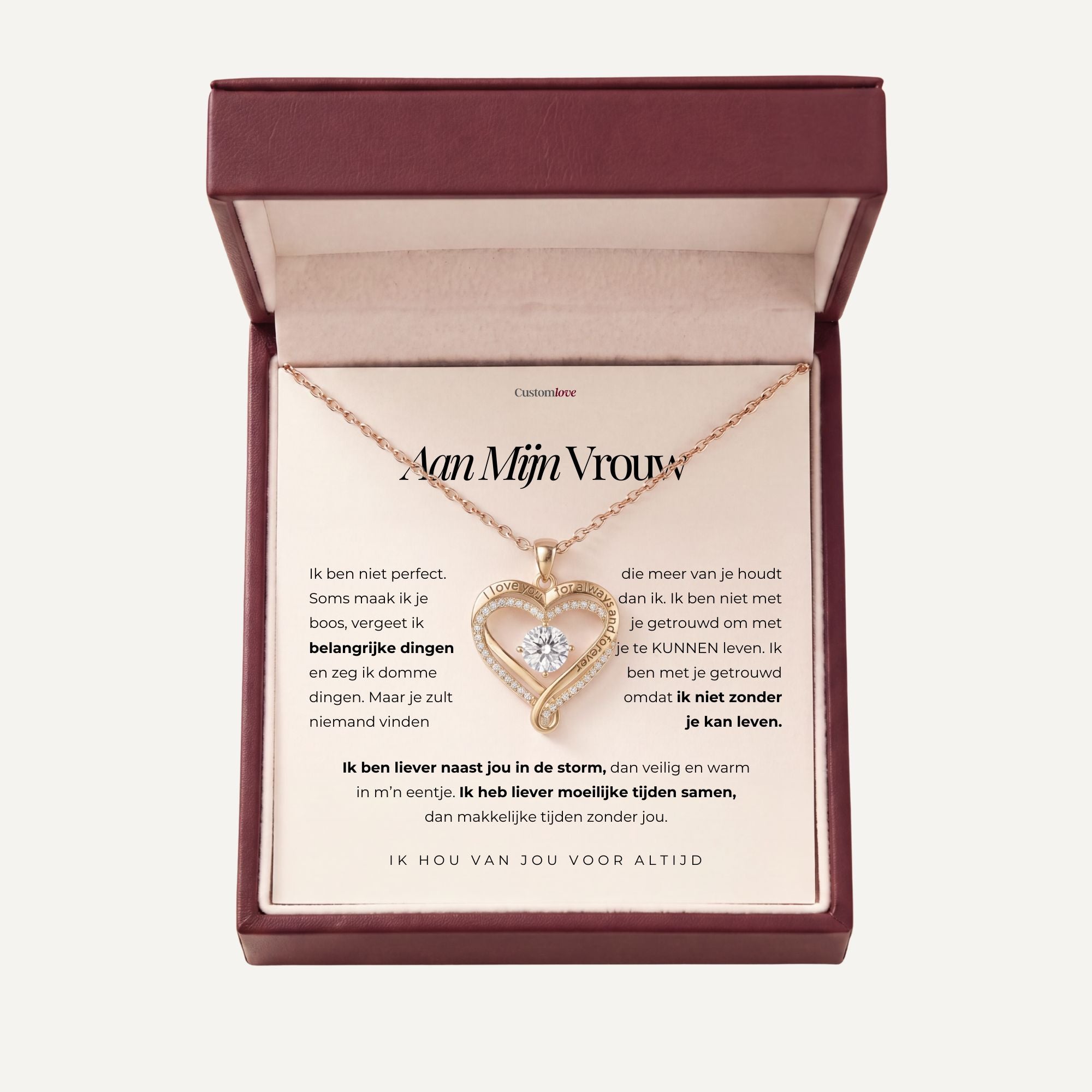 Aan Mijn Vrouw – Gegraveerde Dubbele Hartjes Ketting