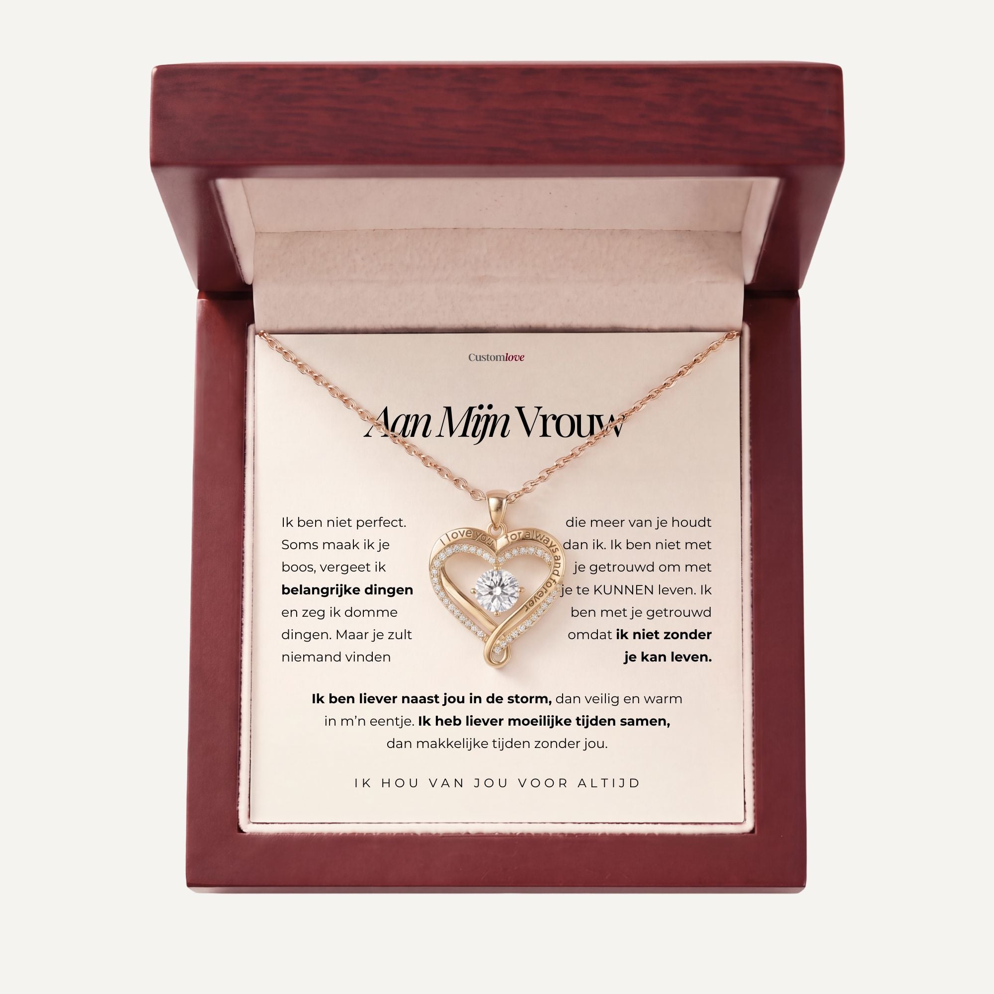 Aan Mijn Vrouw – Gegraveerde Dubbele Hartjes Ketting