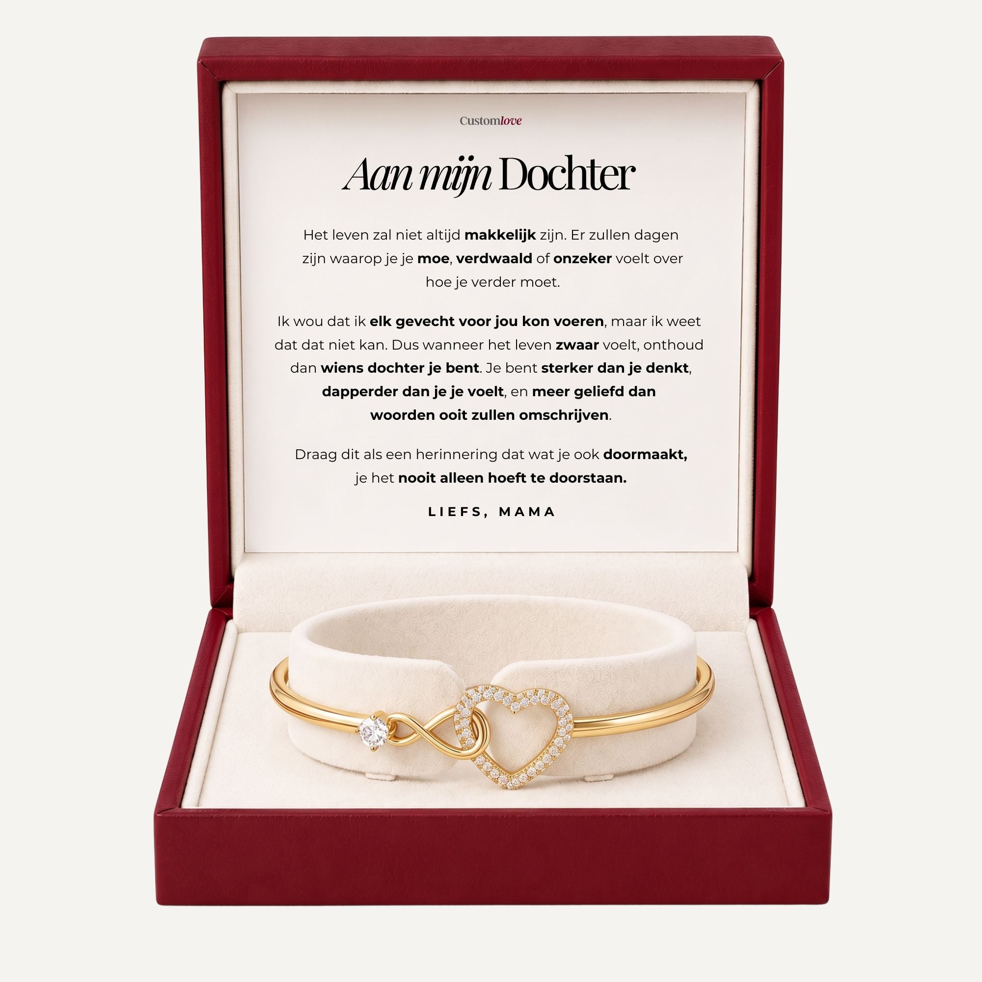 Aan Mijn Dochter – Oneindigheid Hart Armband – Mama Is Altijd Bij Je