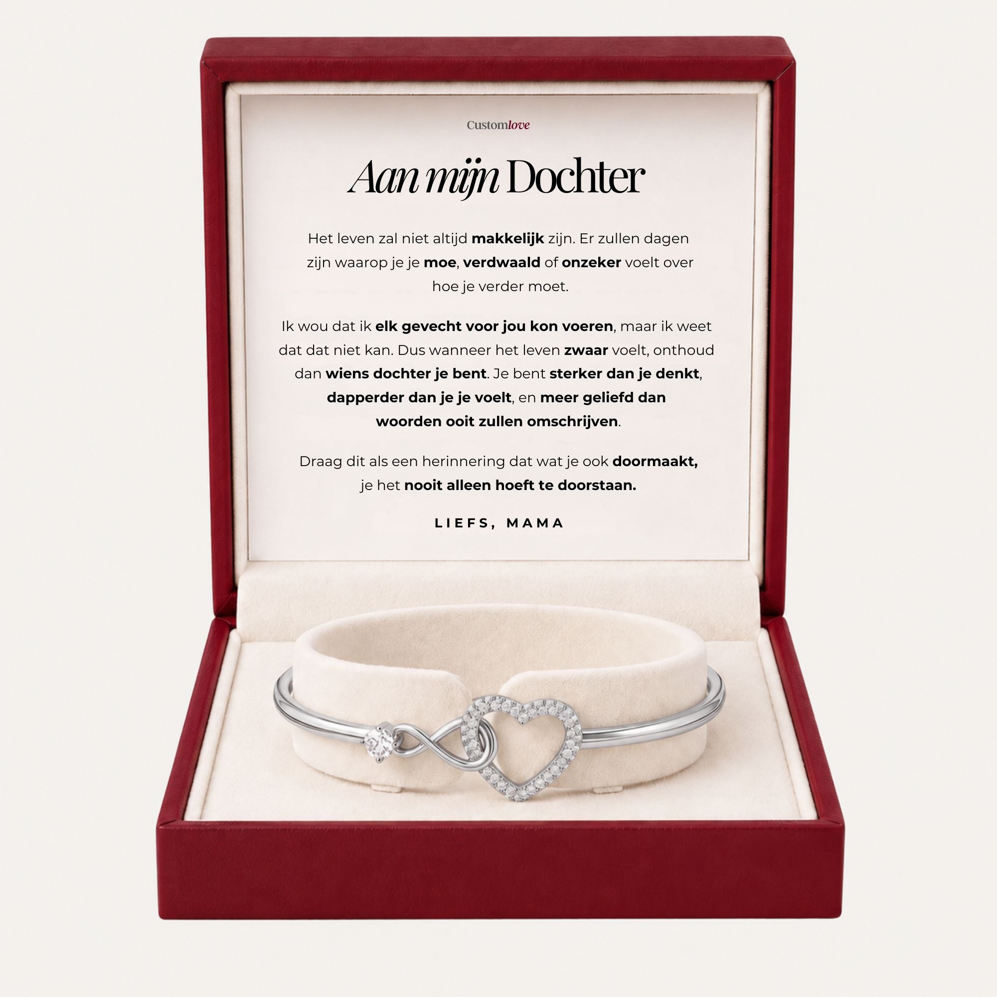 Aan Mijn Dochter – Oneindigheid Hart Armband – Mama Is Altijd Bij Je