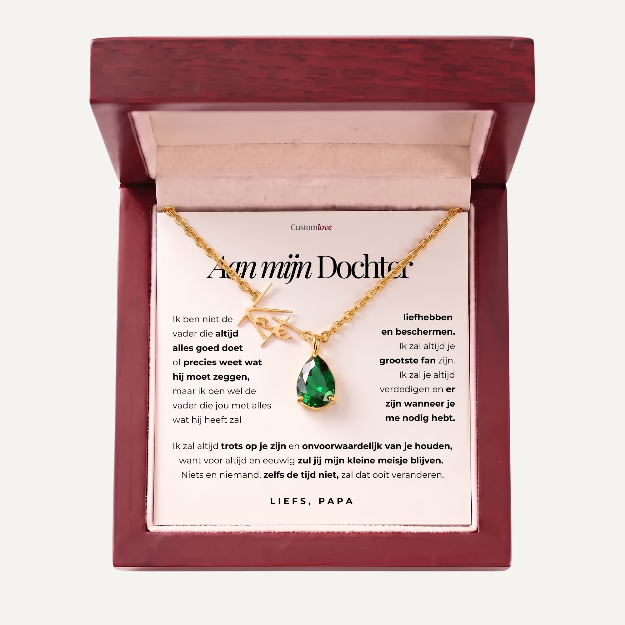 Aan Mijn Dochter – Ik Ben Trots Op Jou – Gepersonaliseerde Ketting Met Geboortesteen