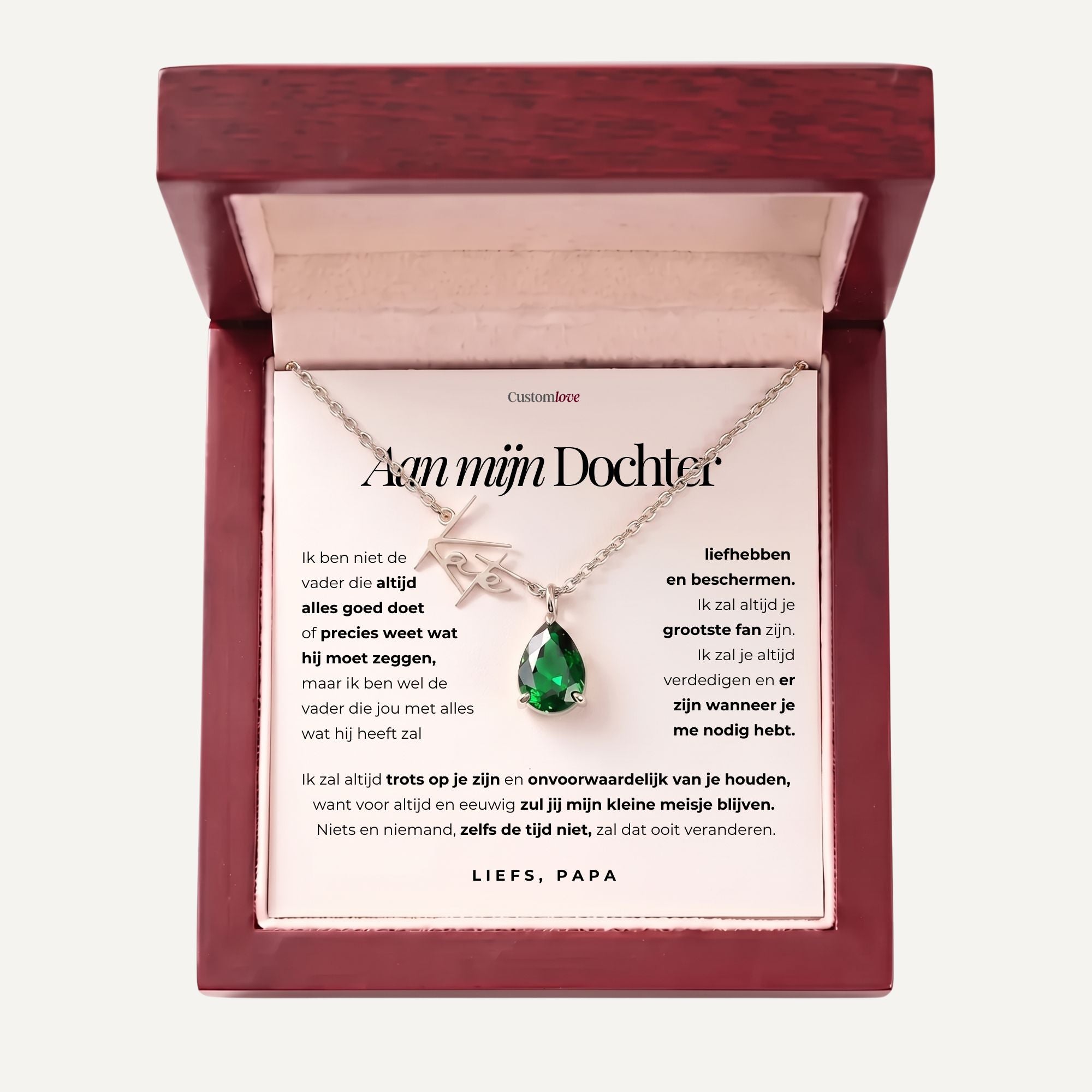 Aan Mijn Dochter – Ik Ben Trots Op Jou – Gepersonaliseerde Ketting Met Geboortesteen