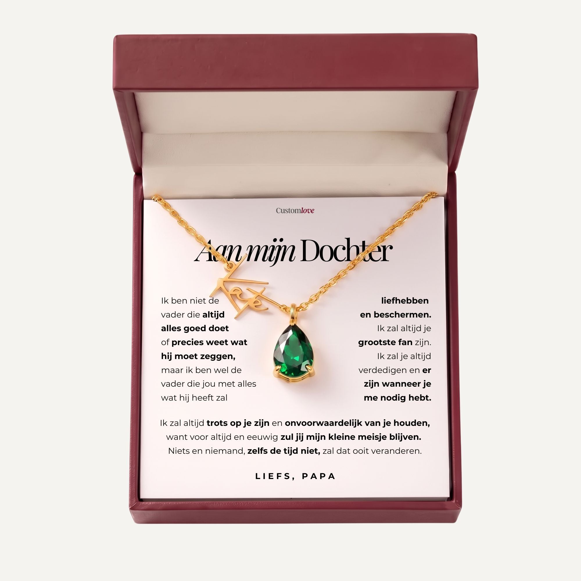 Aan Mijn Dochter – Ik Ben Trots Op Jou – Gepersonaliseerde Ketting Met Geboortesteen