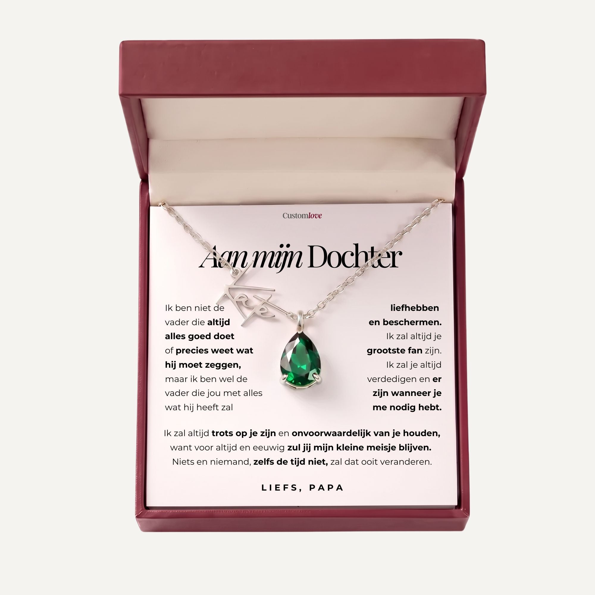 Aan Mijn Dochter – Ik Ben Trots Op Jou – Gepersonaliseerde Ketting Met Geboortesteen