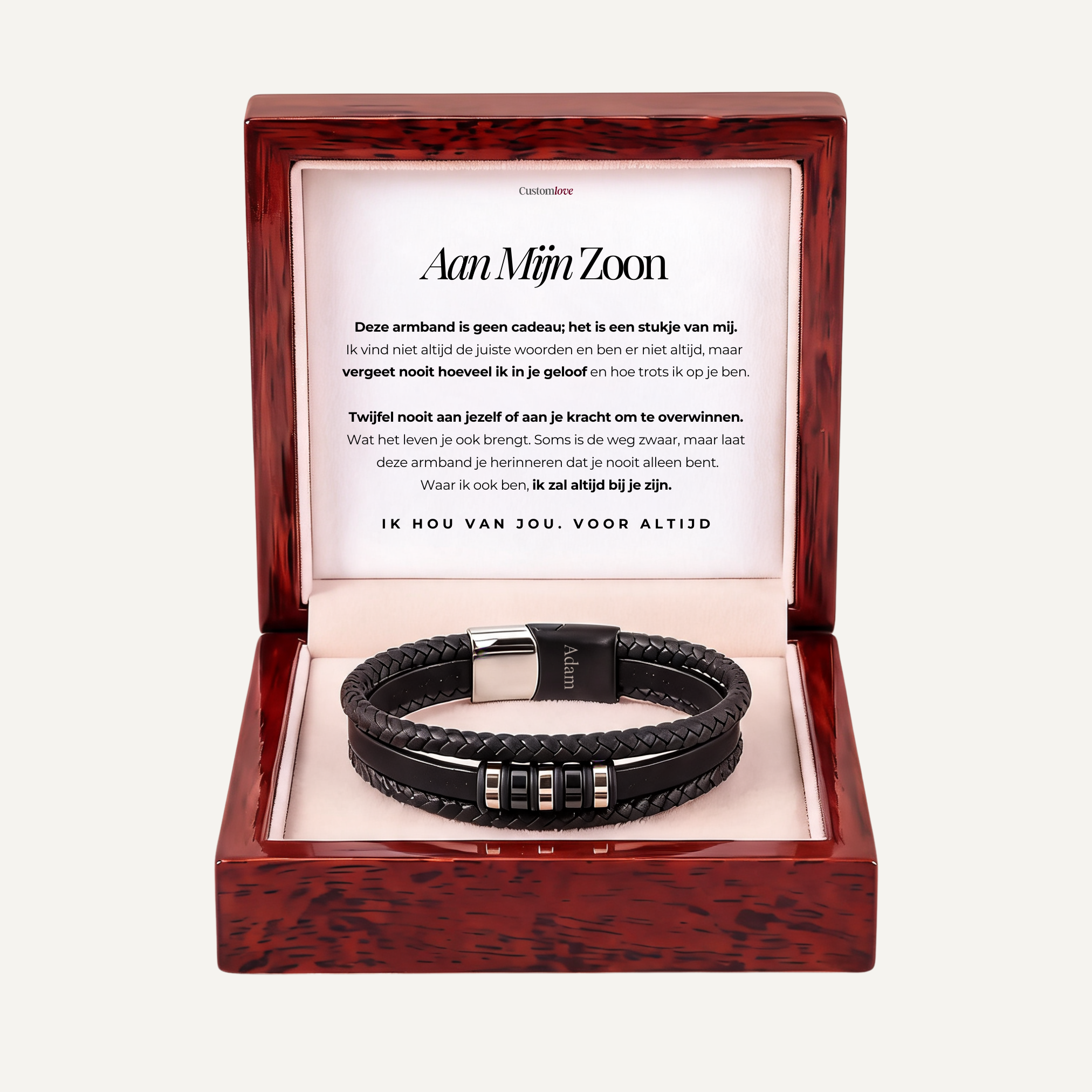 Aan Mijn Zoon - Je Loopt Nooit Alleen - Gevlochten Armband