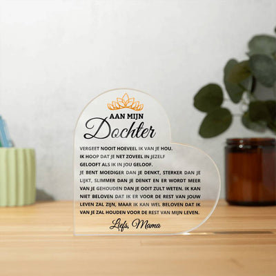 Prachtig Cadeau voor Dochter van Moeder ‘Vergeet Nooit Hoeveel Ik Van Je Hou’ Plaquette - CustomLove.nl