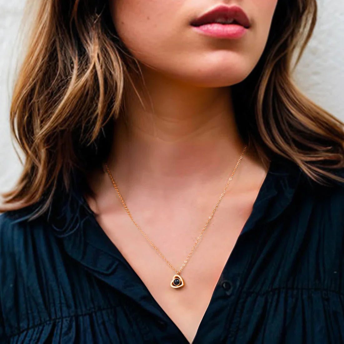 Eeuwige Rozenbox - Met Hart Fotoprojectie Ketting en Echte Roos