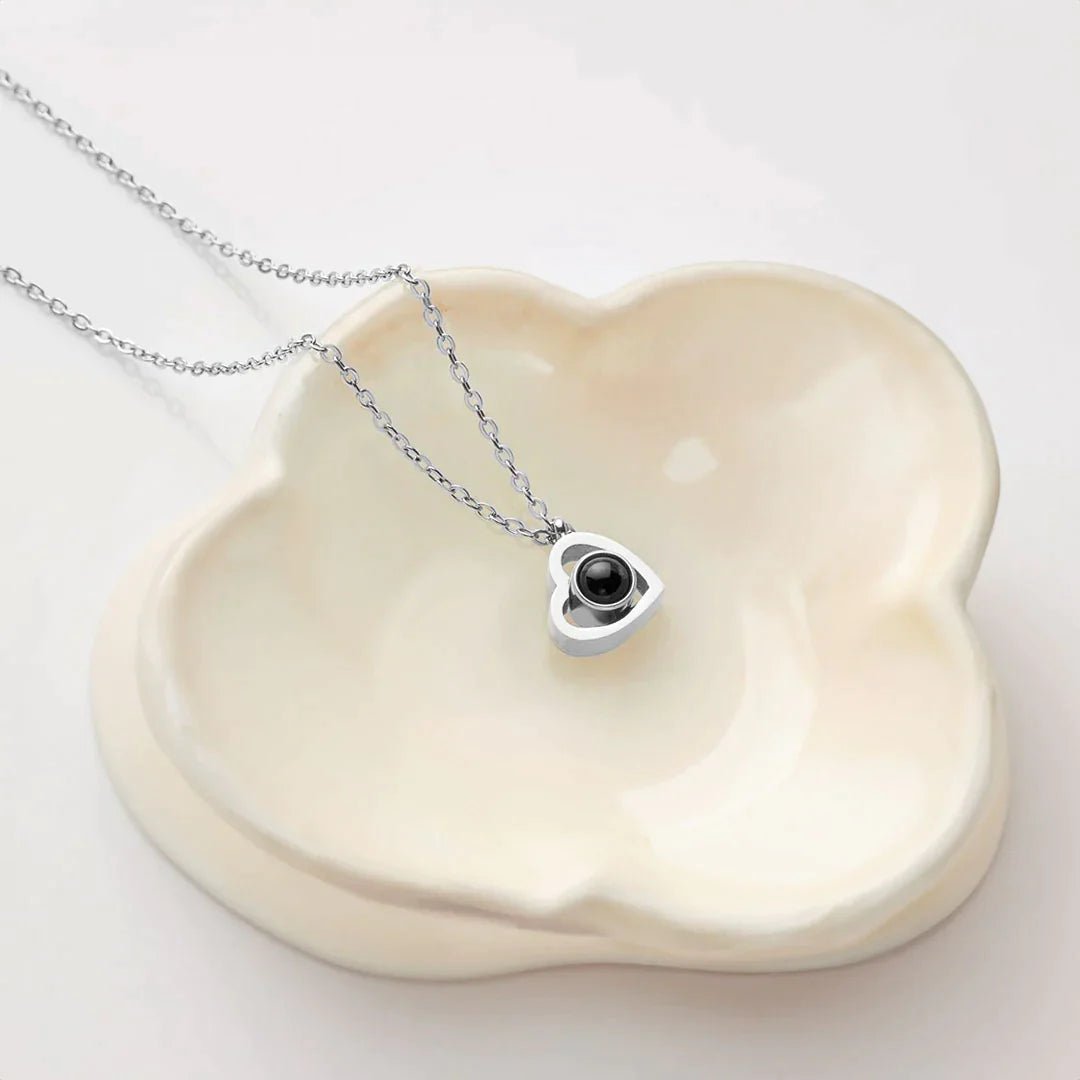 Eeuwige Rozenbox - Met Hart Fotoprojectie Ketting en Echte Roos