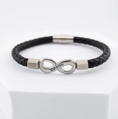 Aan Mijn Man - Gepersonaliseerde Infinity Leren Armband