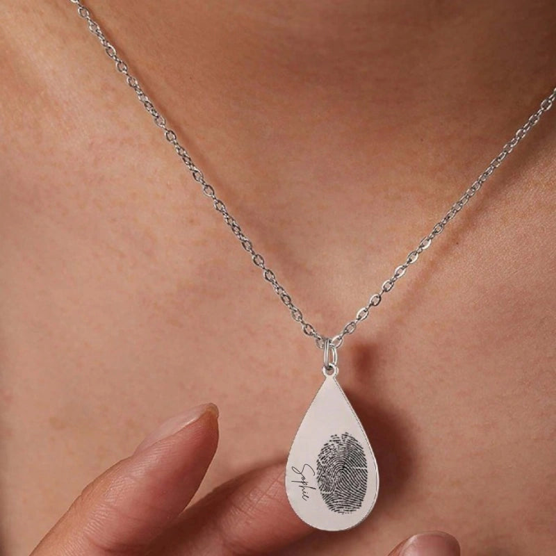 Gepersonaliseerde Vingerafdruk Ketting Met Naam - Moederdag Cadeaus