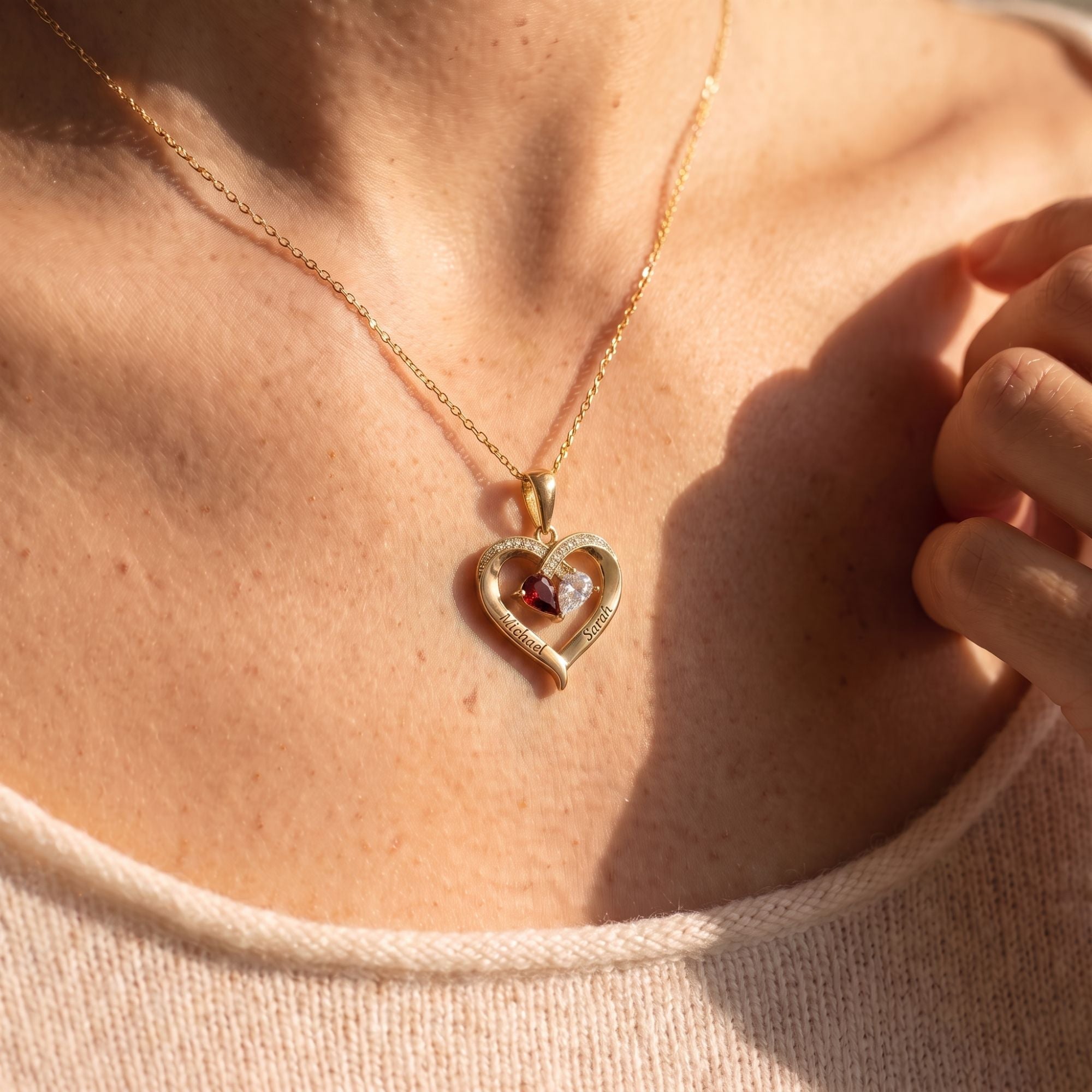 Aan Mijn Vrouw - Gegraveerde Hart Ketting Met Geboortesteen