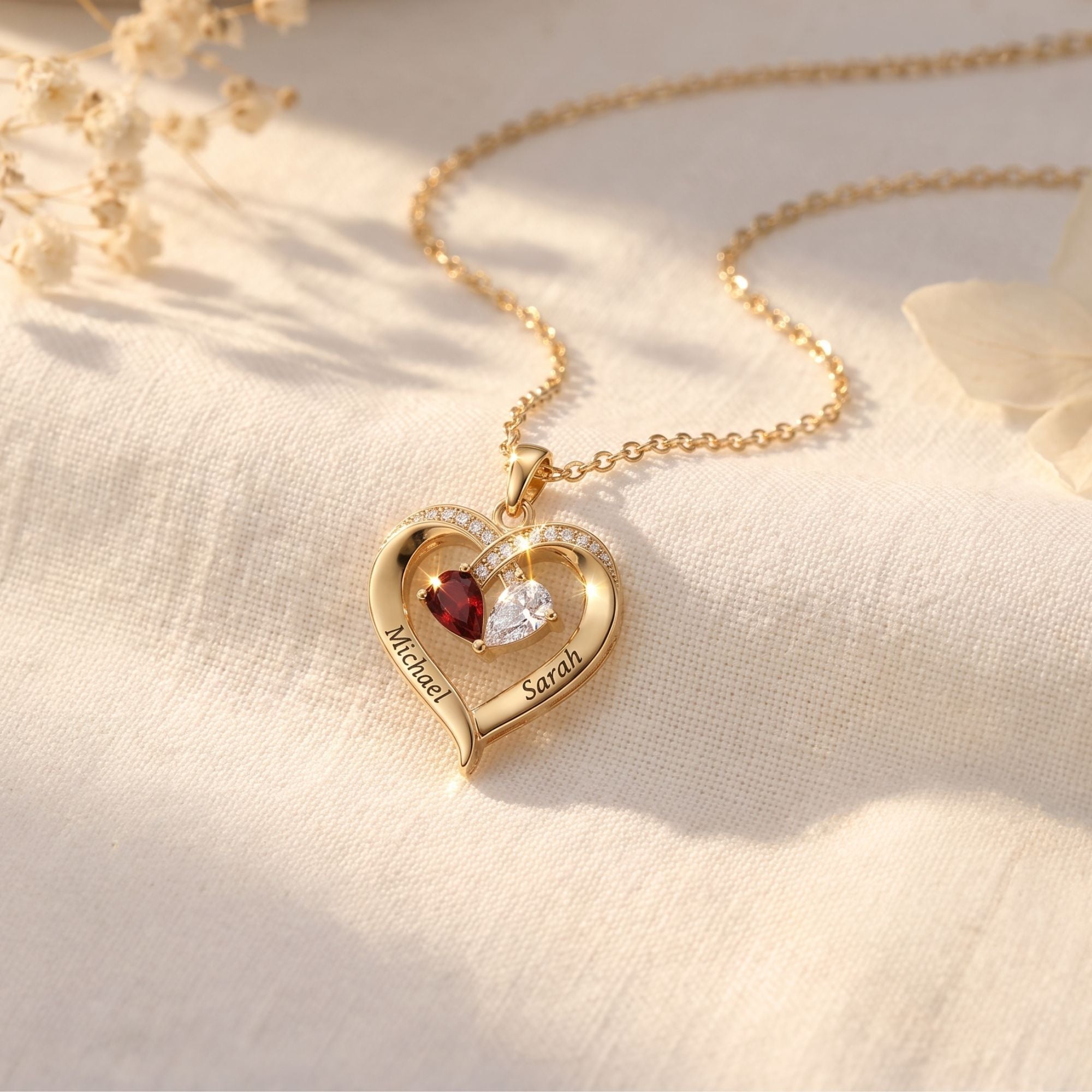 Aan Mijn Vrouw - Gegraveerde Hart Ketting Met Geboortesteen