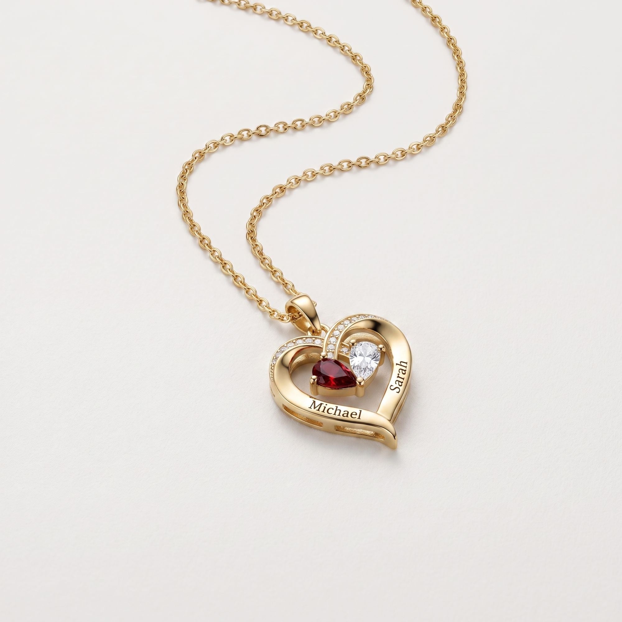 Aan Mijn Vrouw - Gegraveerde Hart Ketting Met Geboortesteen