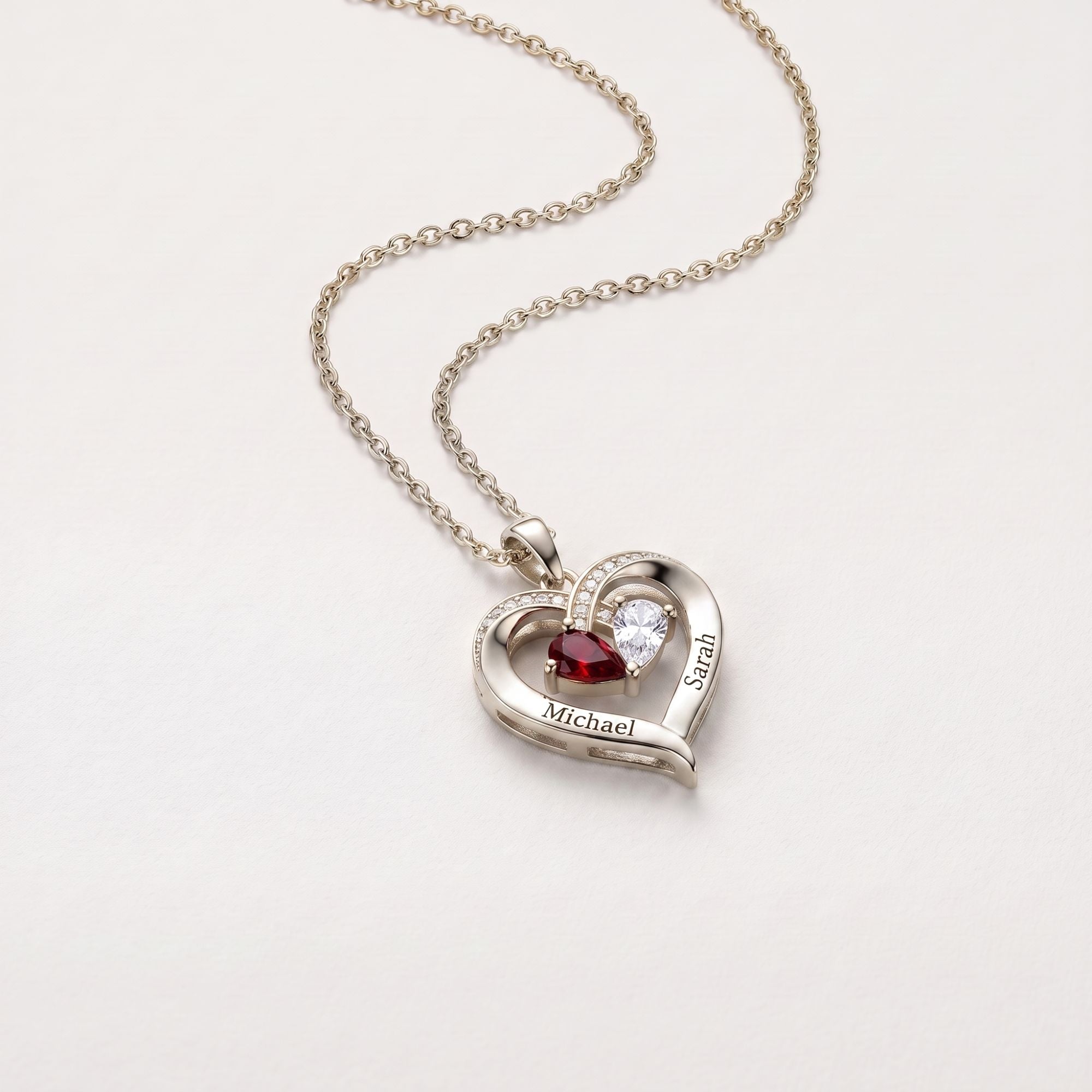Aan Mijn Vrouw - Gegraveerde Hart Ketting Met Geboortesteen