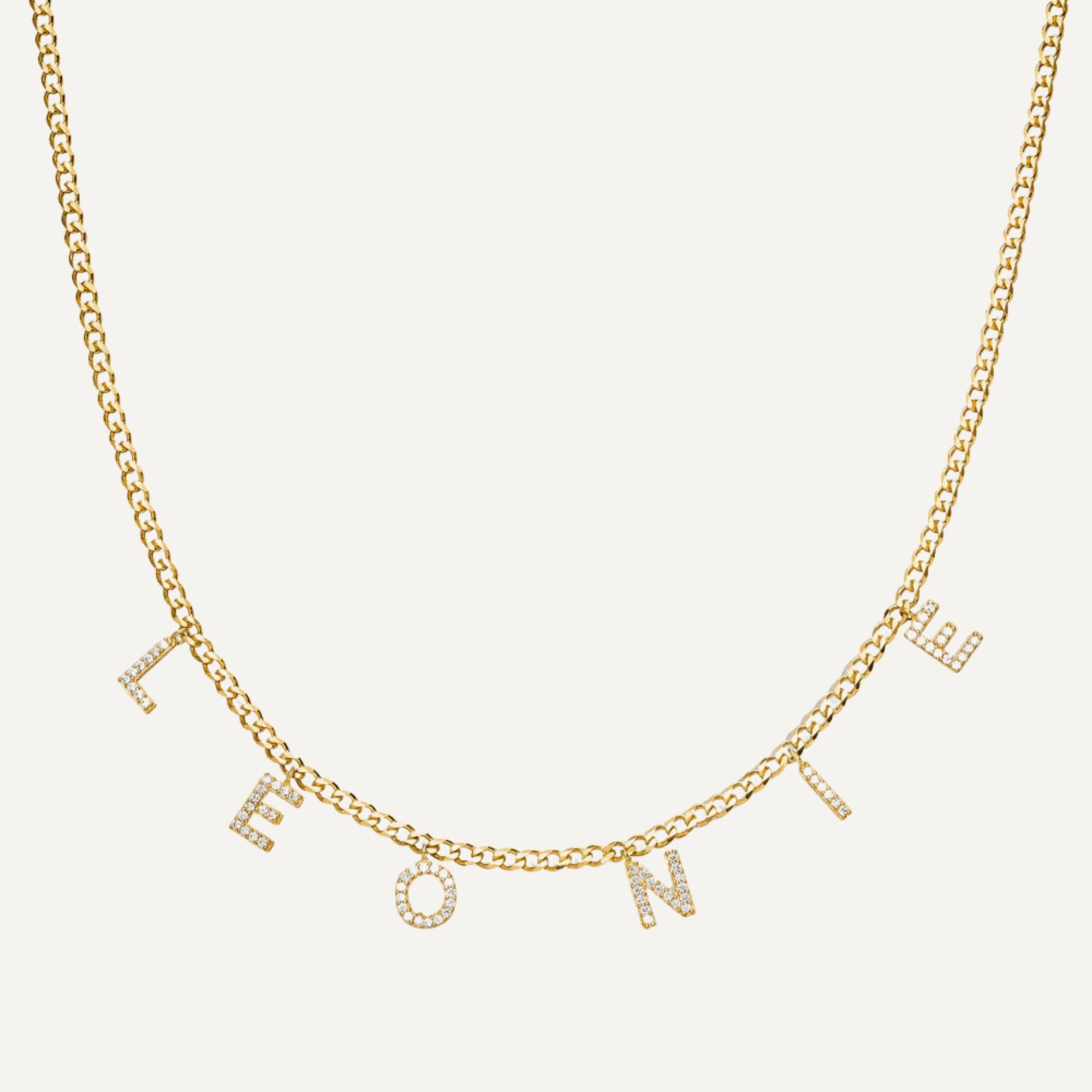 Gepersonaliseerde Zirkonia Letter Ketting - Cubaanse Schakelstijl