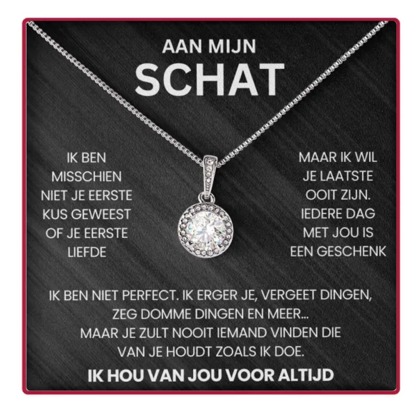 Eeuwige Rozenbox - Met 14k Witgoud Cirkel Ketting & Echte Roos