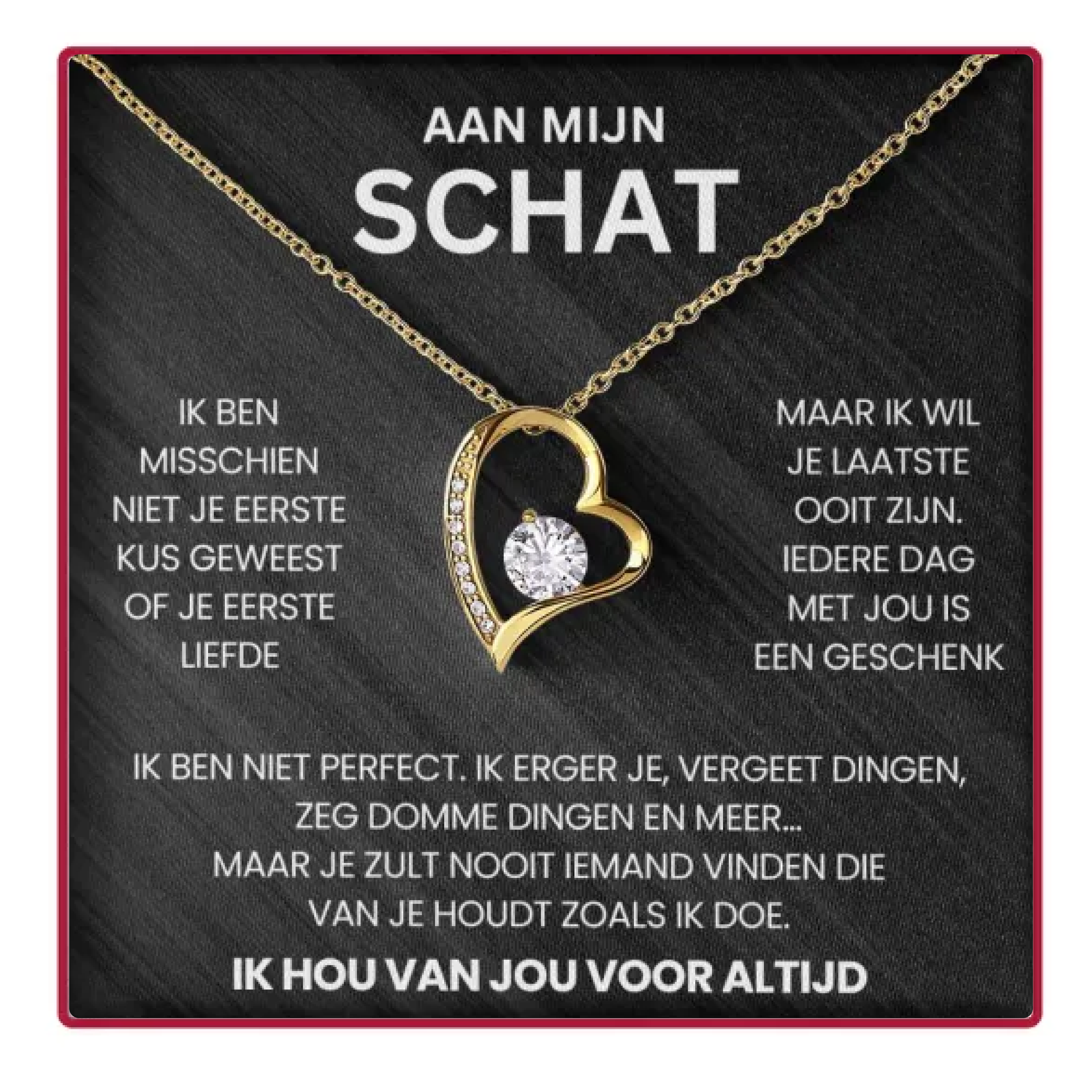 Aan Mijn Schat - Eeuwige Rozenbox - Met Hart Ketting & Echte Roos - CustomLove.nl