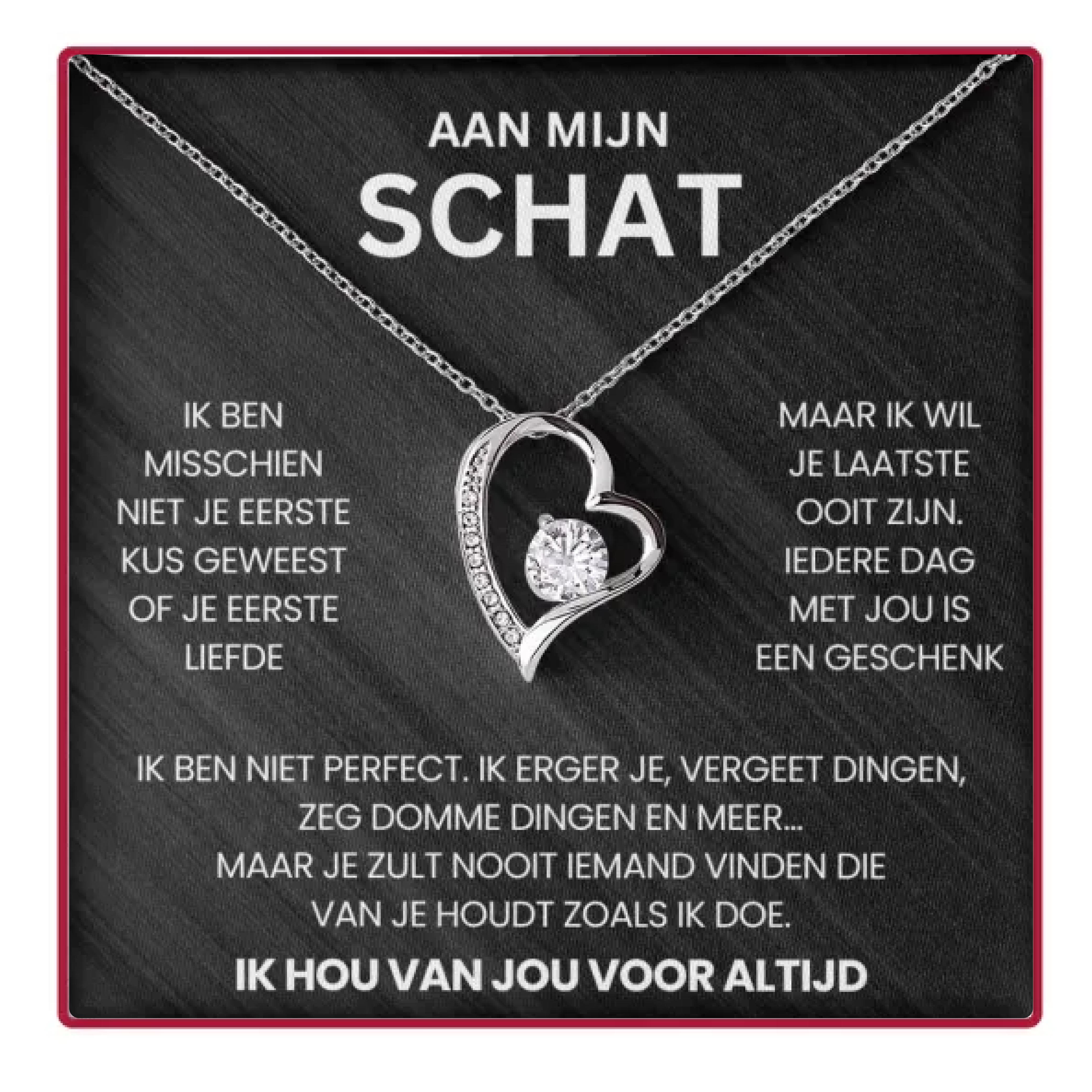 Aan Mijn Schat - Eeuwige Rozenbox - Met Hart Ketting & Echte Roos - CustomLove.nl