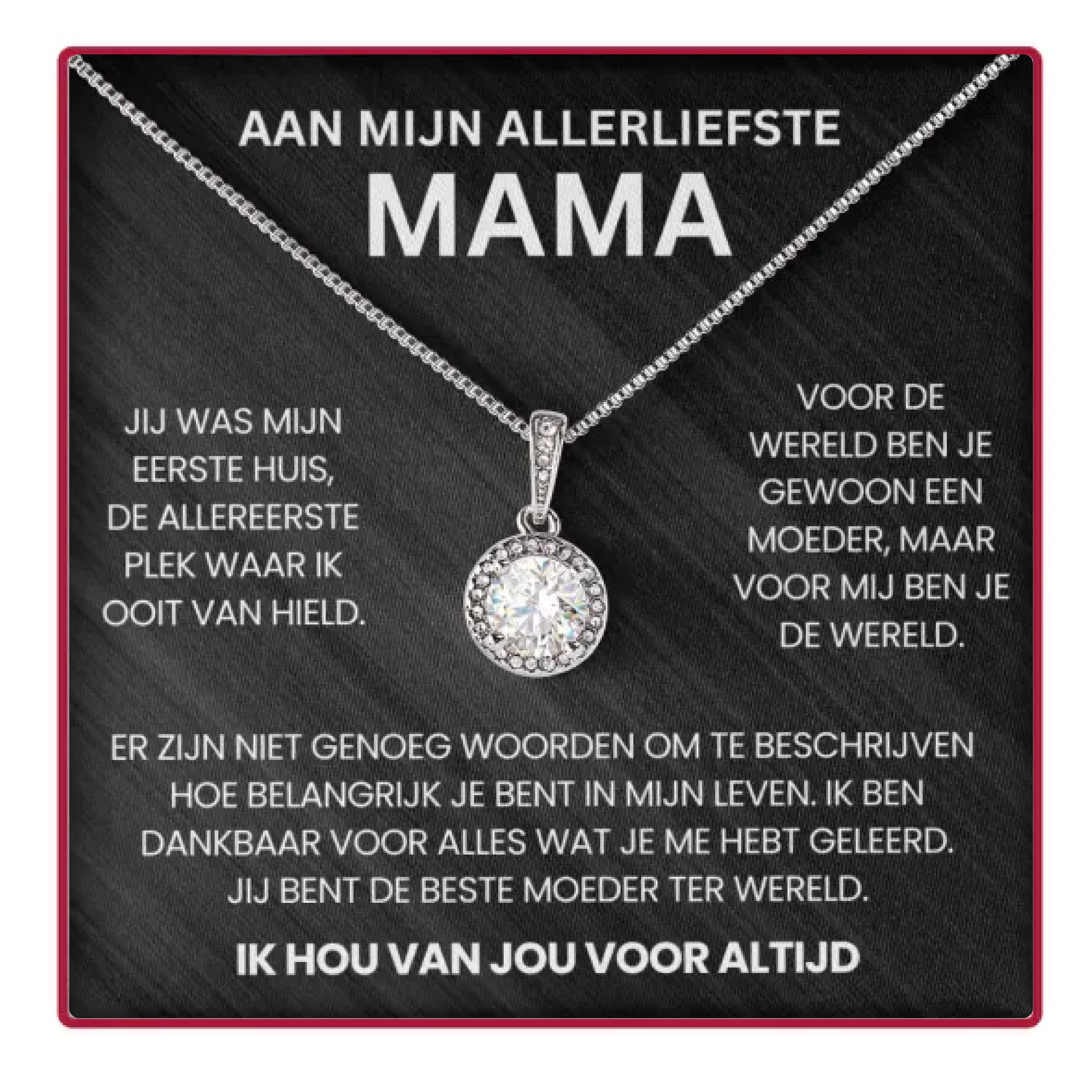 Aan Mijn Mama - Eeuwige Rozenbox - Met 14k Witgoud Cirkel Ketting & Echte Roos - CustomLove.nl